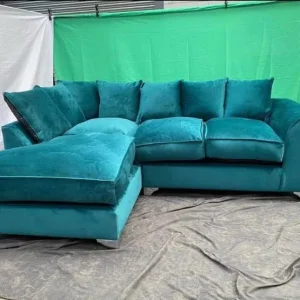 Plush Velvet Sectional Corner with Footstool - Image 3