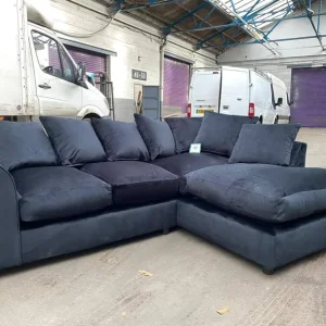 Plush Velvet Sectional Corner with Footstool - Image 4