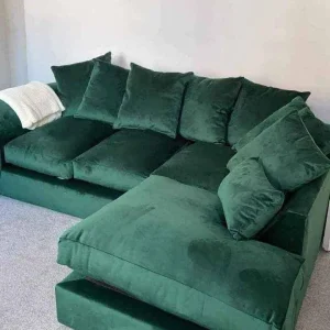 Plush Velvet Sectional Corner with Footstool - Image 5