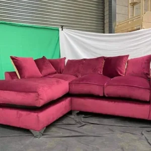 Plush Velvet Sectional Corner with Footstool - Image 7