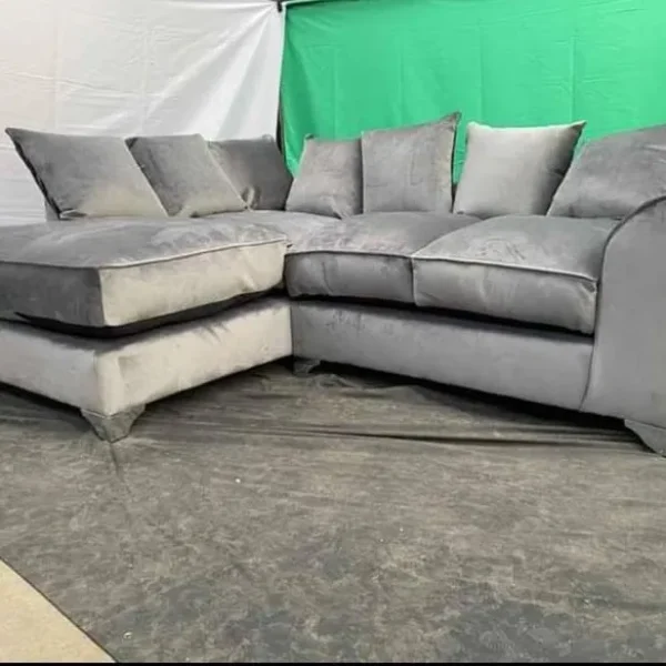 Plush Velvet Sectional Corner with Footstool