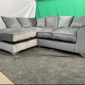 Plush Velvet Sectional Corner with Footstool