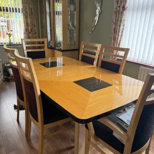 Dining table and chairs plus display unit