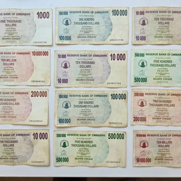 2008 Bank of Zimbabwe Hyperinflation Banknotes – Thousand and Million Denominations