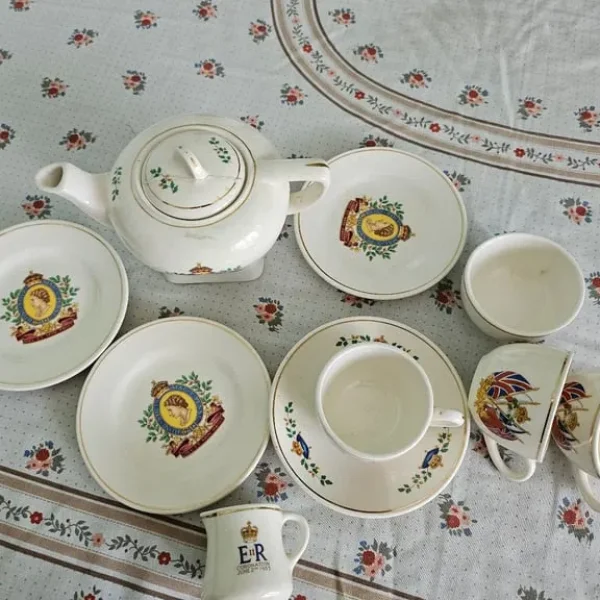 Half of a Mini Teaset with Queen Elizabeth Coronation Marking
