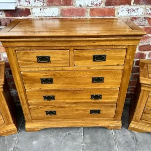 Matching Solid Oak Chest of Drawers and Pair of Bedside Tables - Image 6