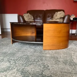 Curve Coffee Table Walnut & Black Glass - Image 2