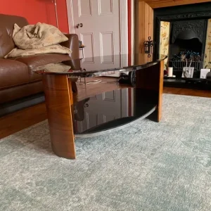 Curve Coffee Table Walnut & Black Glass - Image 4