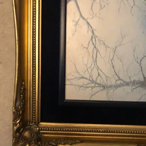 Large Antique Baroque gold gilt frame 50x60 cm with snow stags scene - Image 2