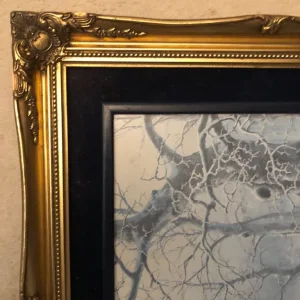 Large Antique Baroque gold gilt frame 50x60 cm with snow stags scene - Image 4