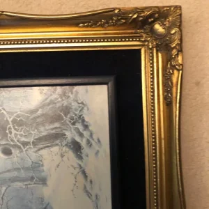 Large Antique Baroque gold gilt frame 50x60 cm with snow stags scene - Image 5