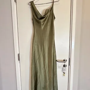 Miss Selfridge satin asymmetric cowl maxi dress in khaki