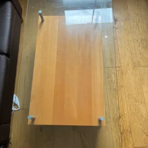Glass table on wheels with storage - Image 3
