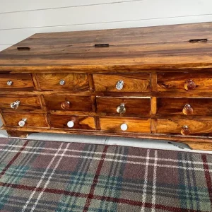 Apothecary Style Mango Wood Coffee Table with 12 Drawers - Image 2