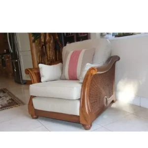 Handmade Multiyork armchair wooden carved bergere - Image 2