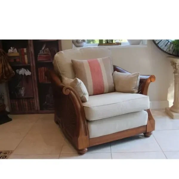 Handmade Multiyork armchair wooden carved bergere