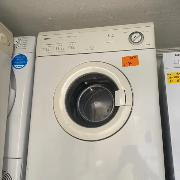 WHITE ZANUSSI DUAL TEMPERATURE 8KG VENTED TUMBLE DRYER
