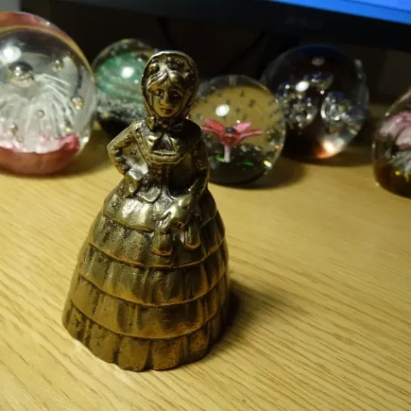 Victorian Solid Brass Crinoline Lady Bell with Clapper