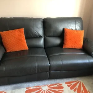 Leather 3-seater sofa recliner - Image 2