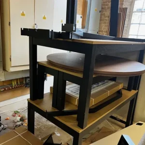 2 X Large wooden office desks, 2 X large wooden benches