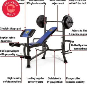 Marcy MWB-36780B Starter Weight Bench with 35kg set and butterfly arms - Image 6