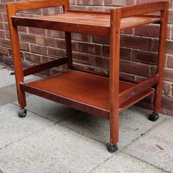 Wooden Serving Table with Wheels
