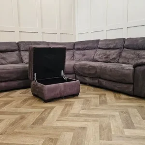 DFS Power Corner Recliner Sofa with Matching Storage Pouffe - Image 2