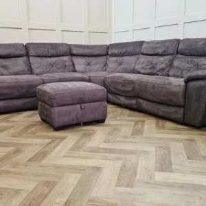 DFS Power Corner Recliner Sofa with Matching Storage Pouffe