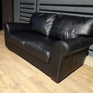 Salisbury Real Leather 2 Seater Sofa - Black - Image 3