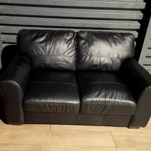 Salisbury Real Leather 2 Seater Sofa - Black - Image 4