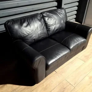 Salisbury Real Leather 2 Seater Sofa - Black - Image 5