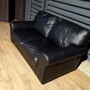 Salisbury Real Leather 2 Seater Sofa - Black - Image 6