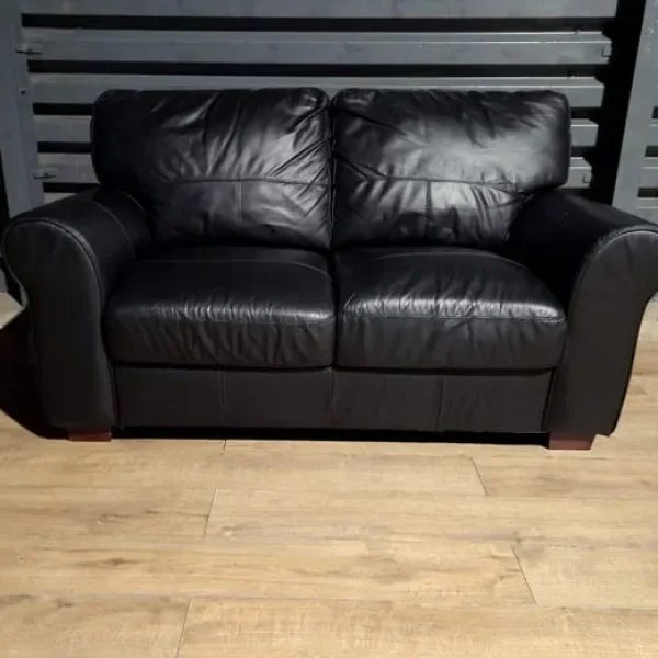 Salisbury Real Leather 2 Seater Sofa - Black