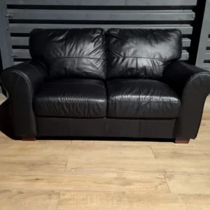 Salisbury Real Leather 2 Seater Sofa - Black