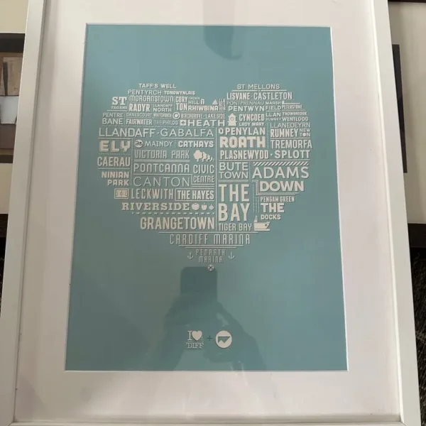 Framed Cardiff Map Art Print