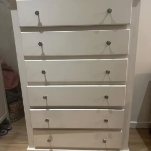 Solid wood 6 drawer chest in cream