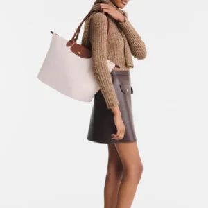 Longchamp Le and Pliage Cream White Paper Tote Bag - Image 3