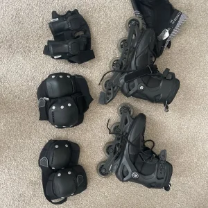 Inline Skates (Size 44) with Knee, Elbow, and Wrist Guards (Size M)