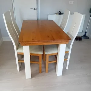 Solid wood dining table with 4 chairs