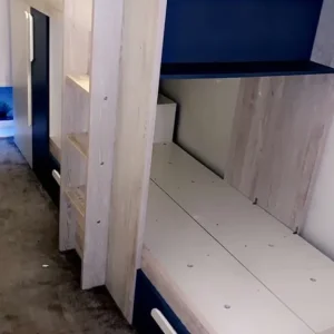 Modern Bunk Bed with Whitewash and Navy Finish