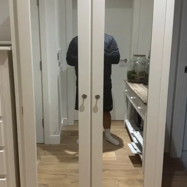Solid wood cream wardrobe with mirrors