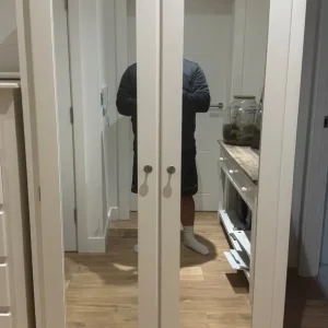 Solid wood cream wardrobe with mirrors