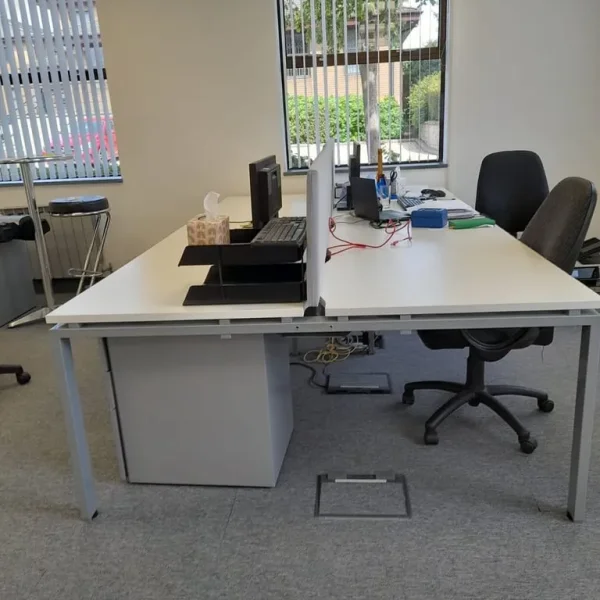 White desks - 3 banks of 4