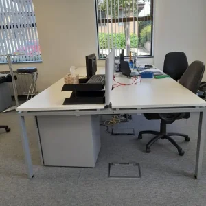 White desks - 3 banks of 4