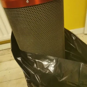 Hydroponics setup with fans, filter, and grow pots