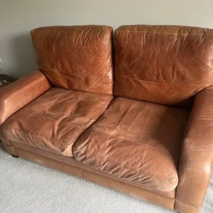 Two natural hide leather sofas, very comfortable - Image 5