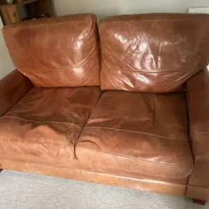 Two natural hide leather sofas, very comfortable - Image 6