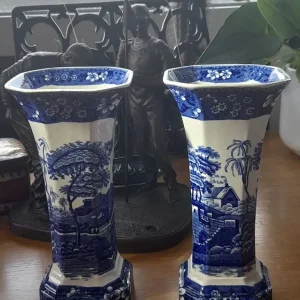 2 Copeland vases and blue flow jug - Image 2