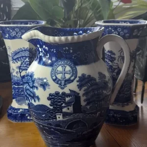 2 Copeland vases and blue flow jug