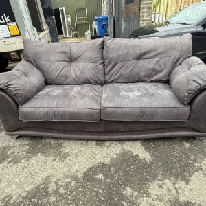 Grey fabric 3 seater sofa - Image 2